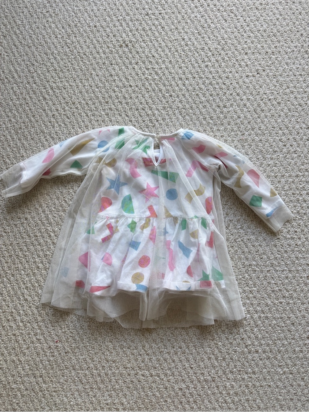 Stella McCartney Baby Girl White Dress with Pink, Green and Blue Shapes